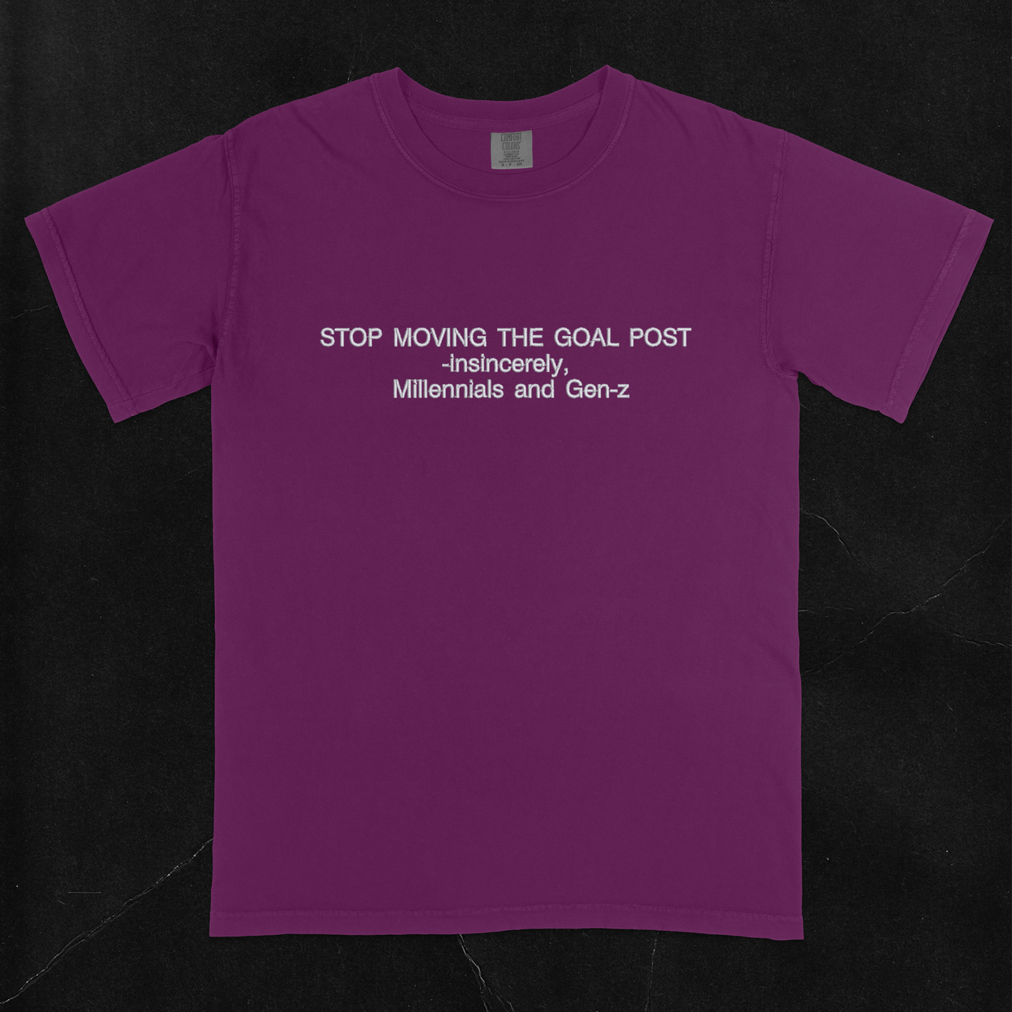 Stop Moving The Goal Post Funny Embroidered Shirt | Traversing Levels