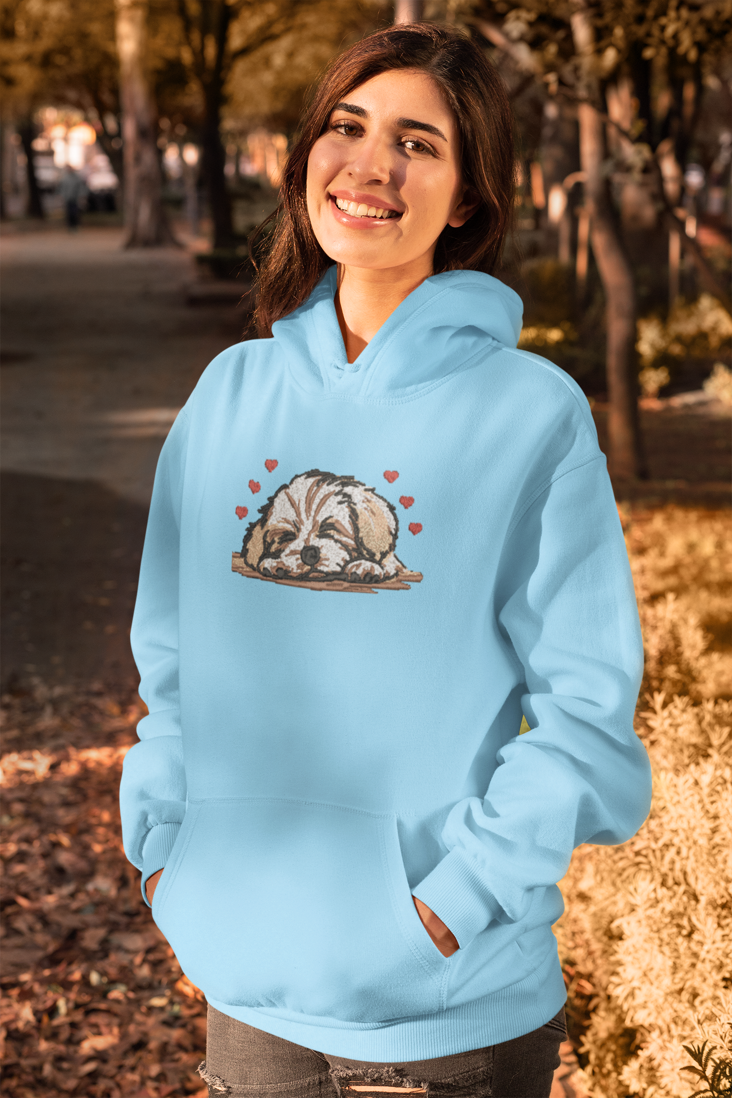 Sleeping Maltese Embroidered Hoodie | Traversing Levels