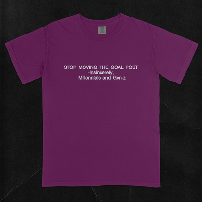 Stop Moving The Goal Post Funny Embroidered Shirt | Traversing Levels
