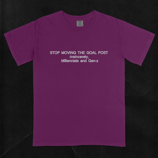 Stop Moving The Goal Post Funny Embroidered Shirt | Traversing Levels