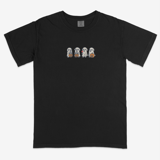 Spooky Ghost Dog Embroidered Funny T-Shirt- Fall| Traversing Levels