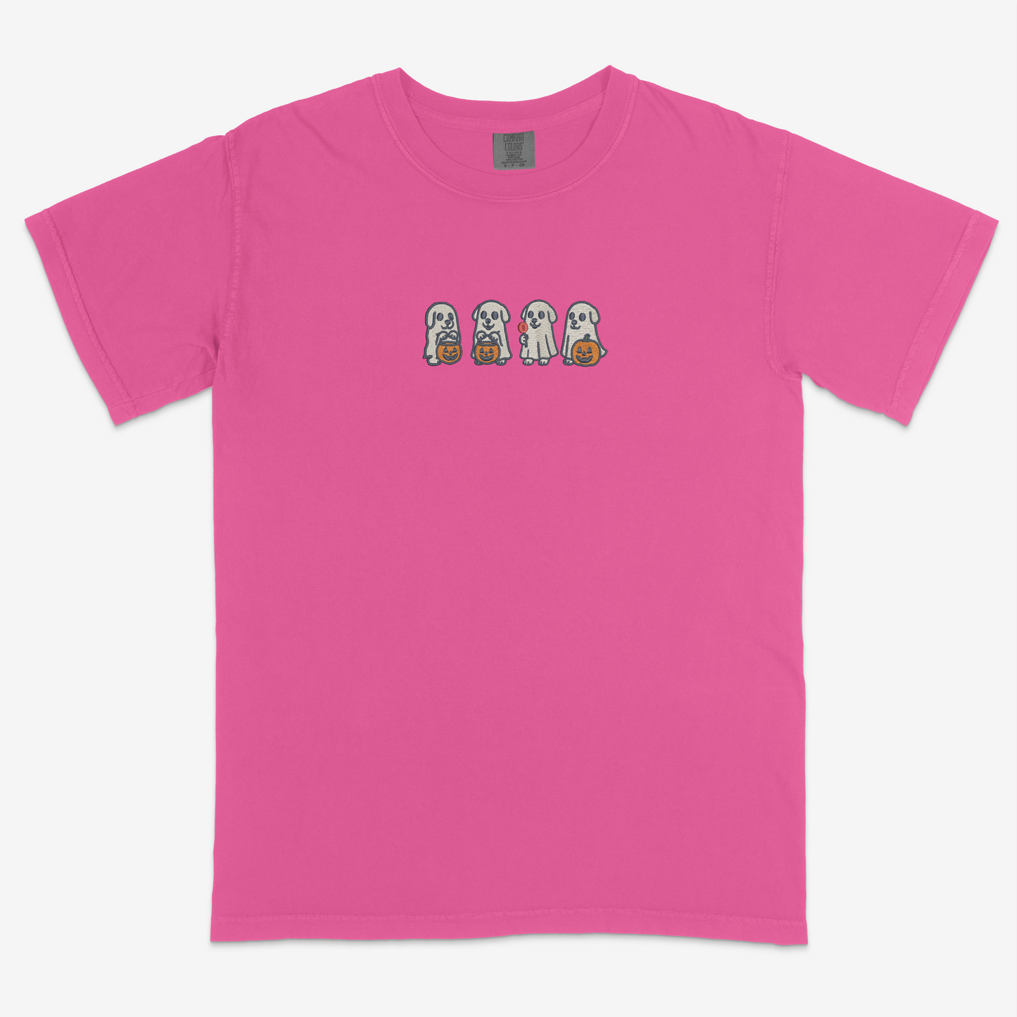 Spooky Ghost Dog Embroidered Funny T-Shirt- Fall| Traversing Levels