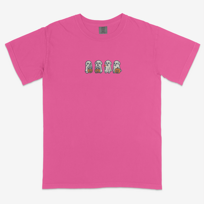 Spooky Ghost Dog Embroidered Funny T-Shirt- Fall| Traversing Levels
