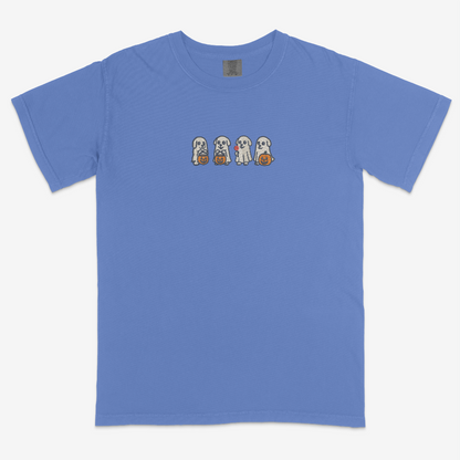 Spooky Ghost Dog Embroidered Funny T-Shirt- Fall| Traversing Levels