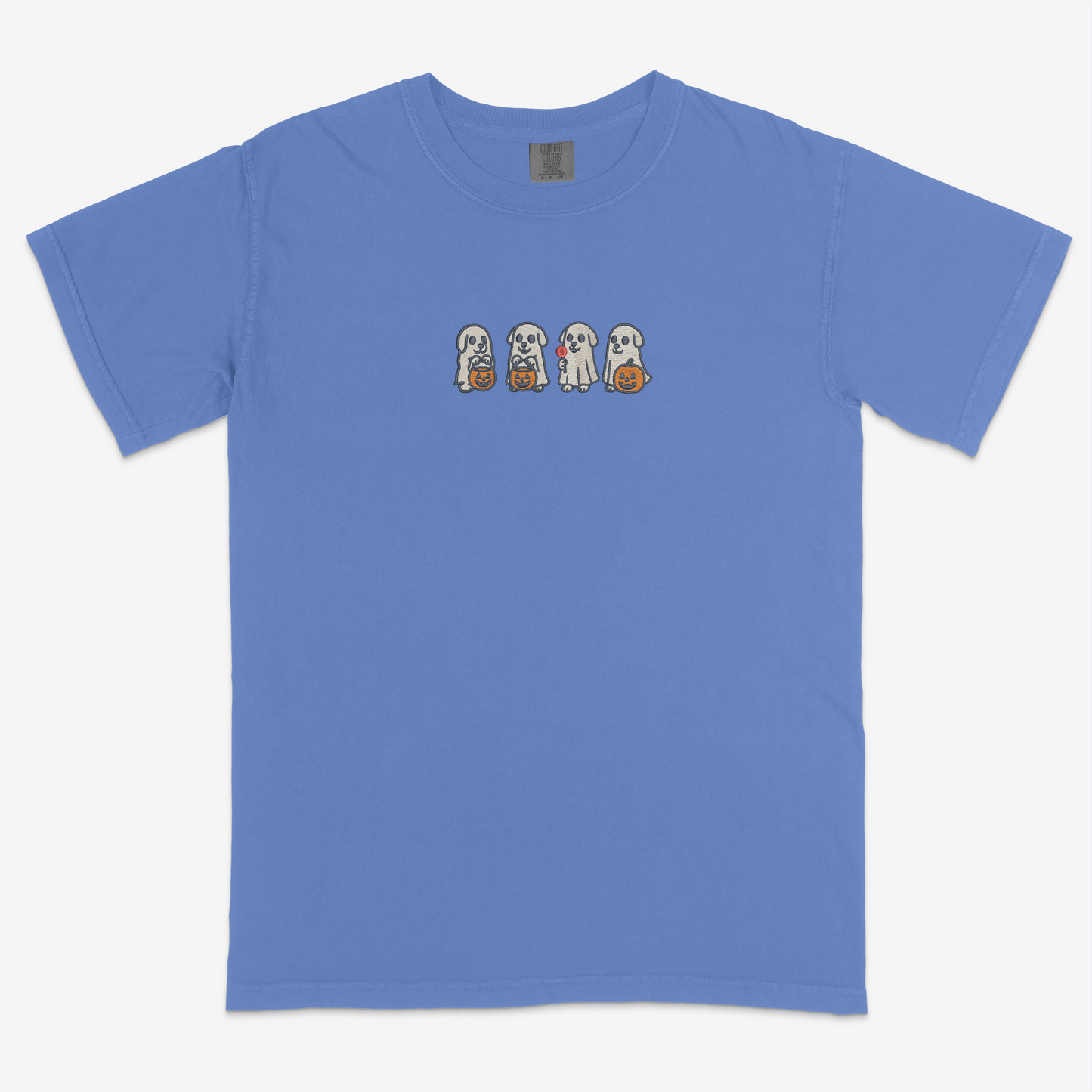 Spooky Ghost Dog Embroidered Funny T-Shirt- Fall| Traversing Levels