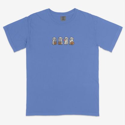 Spooky Ghost Dog Embroidered Funny T-Shirt- Fall| Traversing Levels