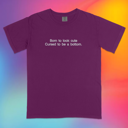 Born to Be Cute Funny Embroidered Bottom T-Shirt | Traversing Levels